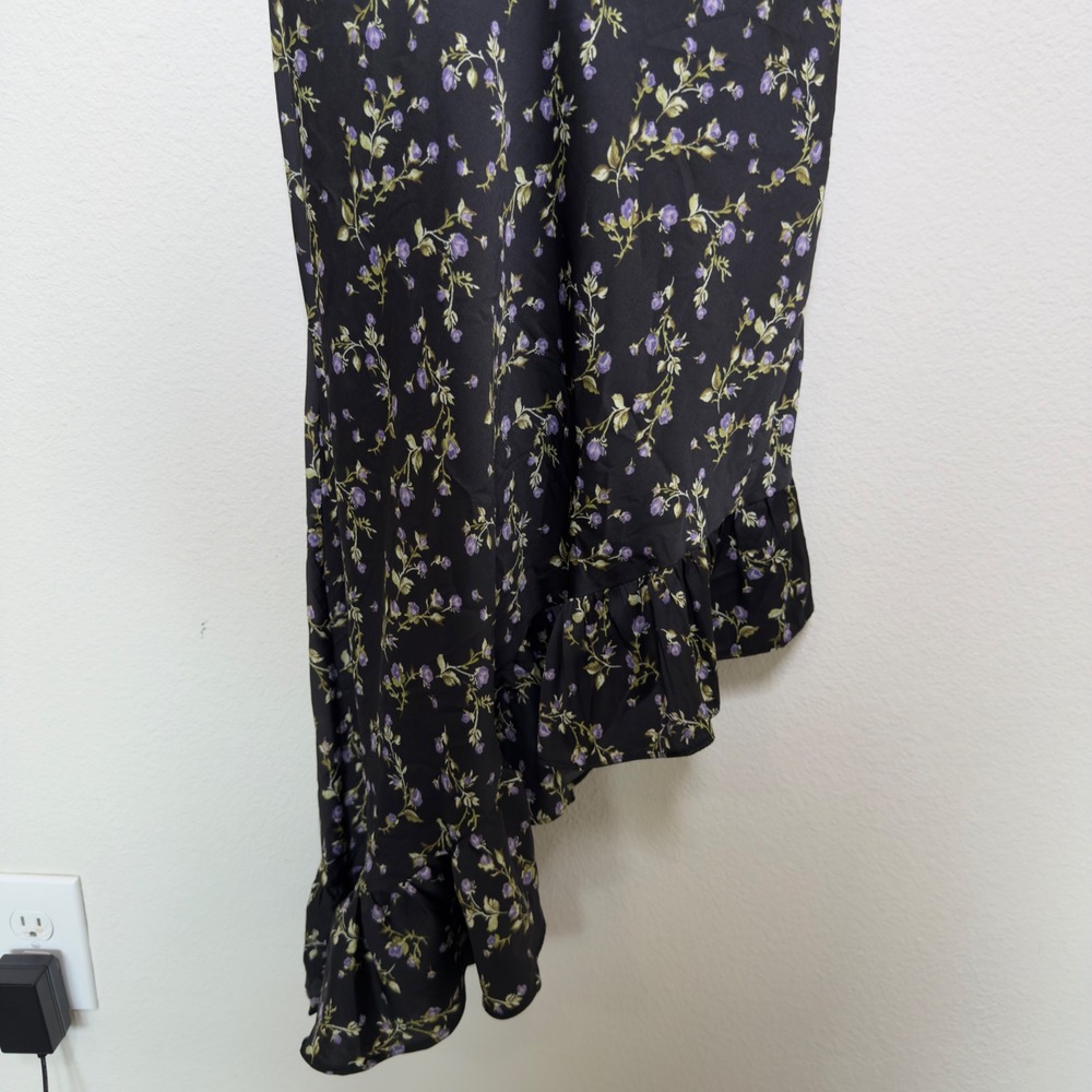 Kimchi Blue y2k Women Babydoll Dress Black Floral Lace Fairy Grunge Asymmetric - Picture 12 of 13